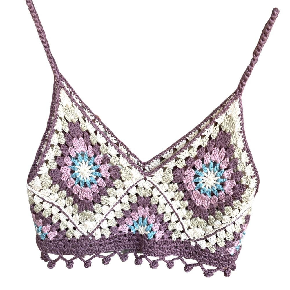 Pull & Bear, Size Medium, Multicolor Crochet Bra … - image 3